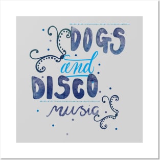 Dogs and Disco Music Pets, Old School T-shirt Posters and Art
